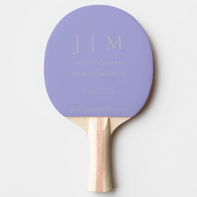 Digital Lavender Silver Formal Simple Fun Wedding Ping Pong Paddle (Front)