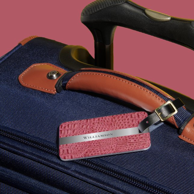 Digital Leather Reptile Skin Rose Pink Luggage Tag (Creator Uploaded)
