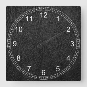 Digital Leather Square Wall Clock