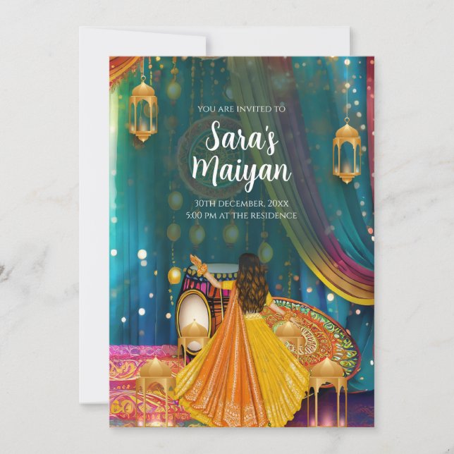 Digital Maiyan invites as Pithi invitations (Front)