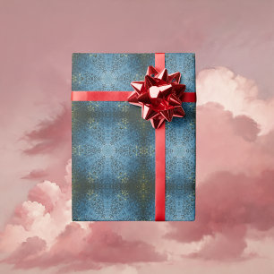 Digital Mandala Blue and Yellow Wrapping Paper