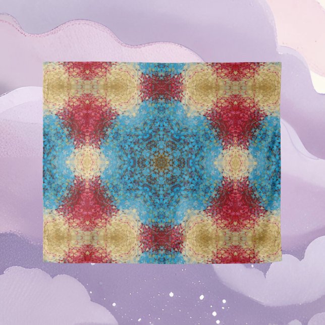 Digital Mandala Blue Red and Yellow Tapestry (Creator Uploaded)