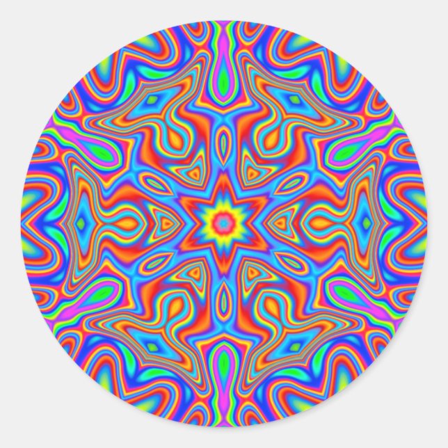 Digital Mandala Kaleidoscope, vivid colour sticker (Front)