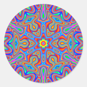 Digital Mandala Kaleidoscope, vivid colour sticker