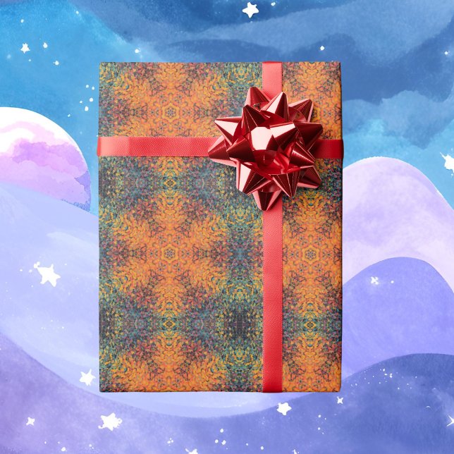 Digital Mandala Orange Blue and Yellow Wrapping Paper (Creator Uploaded)