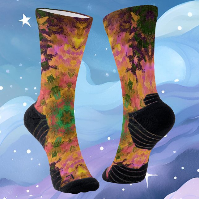 Digital Mandala Pink Yellow and Green Socks (Creator Uploaded)