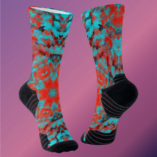 Digital Mandala Red and Blue Socks
