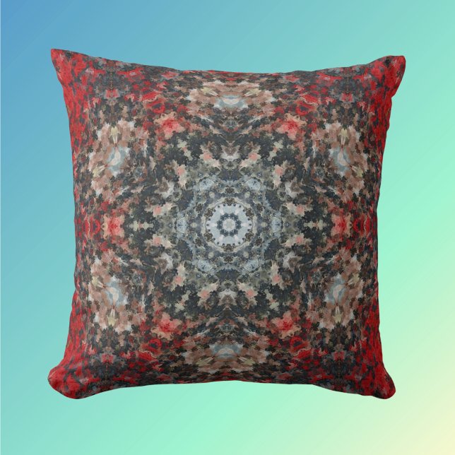 Digital Mandala Red and White Cushion (Creator Uploaded)