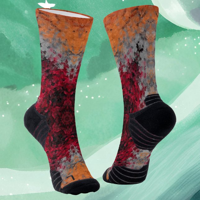 Digital Mandala Red Orange and Blue Socks (Creator Uploaded)