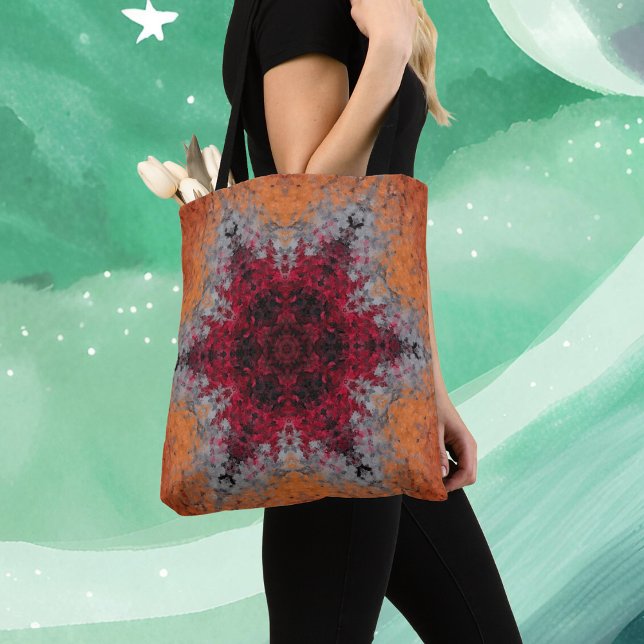 Digital Mandala Red Orange and Blue Tote Bag (Creator Uploaded)