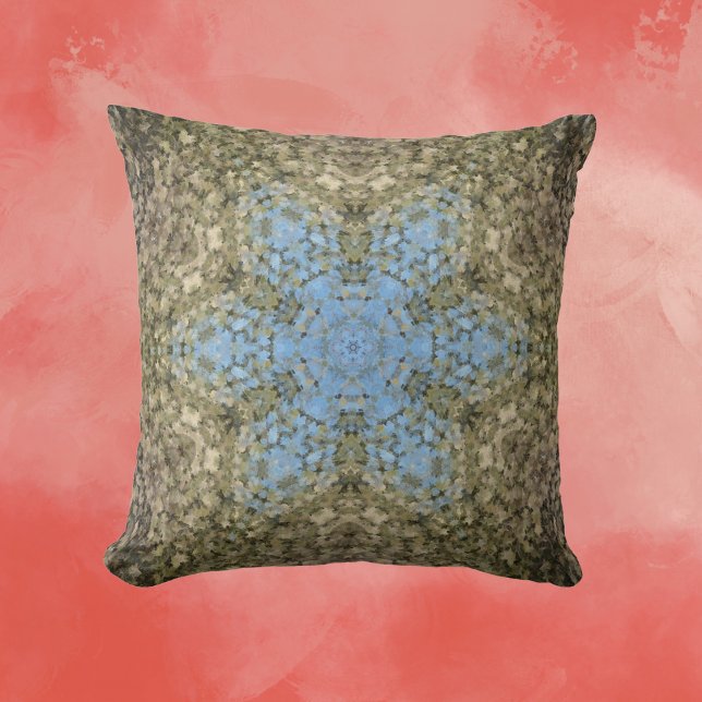 Digital Mandala Yellow and Blue Cushion (Creator Uploaded)