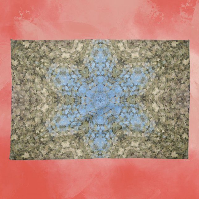 Digital Mandala Yellow and Blue Tea Towel (Creator Uploaded)
