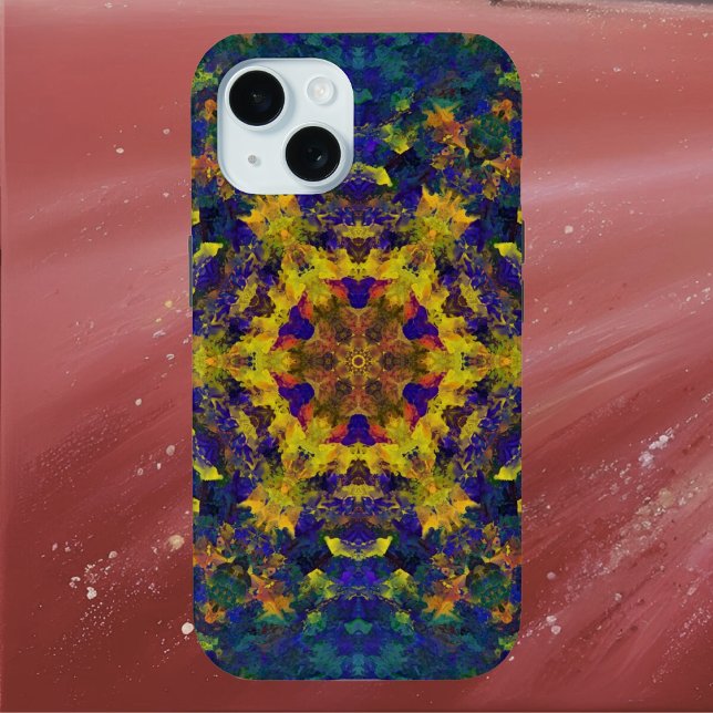 Digital Mandala Yellow Blue and Green Case-Mate iPhone Case (Creator Uploaded)