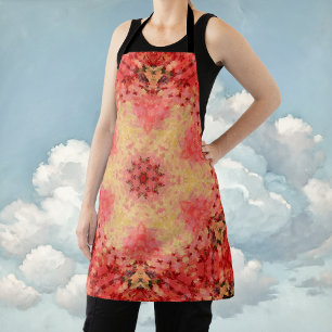 Digital Mandala Yellow, Pink, and Red Apron