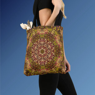 Digital Mandala Yellow Red and Purple Tote Bag