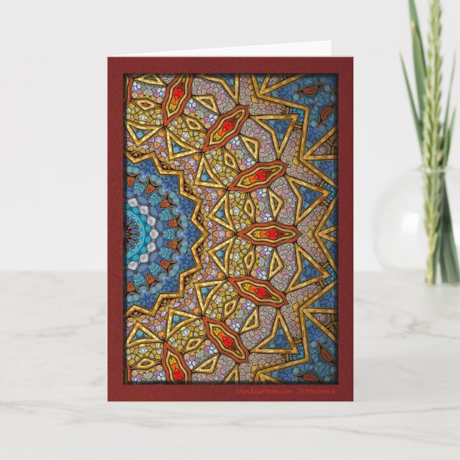 Digital Maroon Mandala Holiday Card (Front)