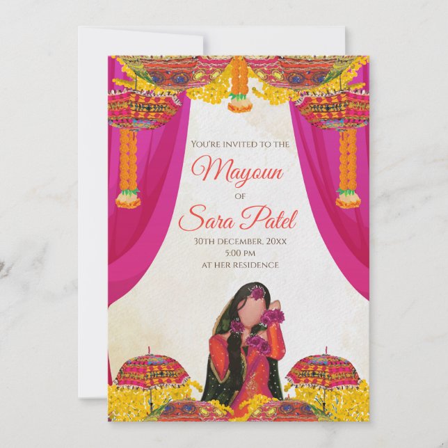 Digital Mayoun invitation & Wedding Haldi invites (Front)