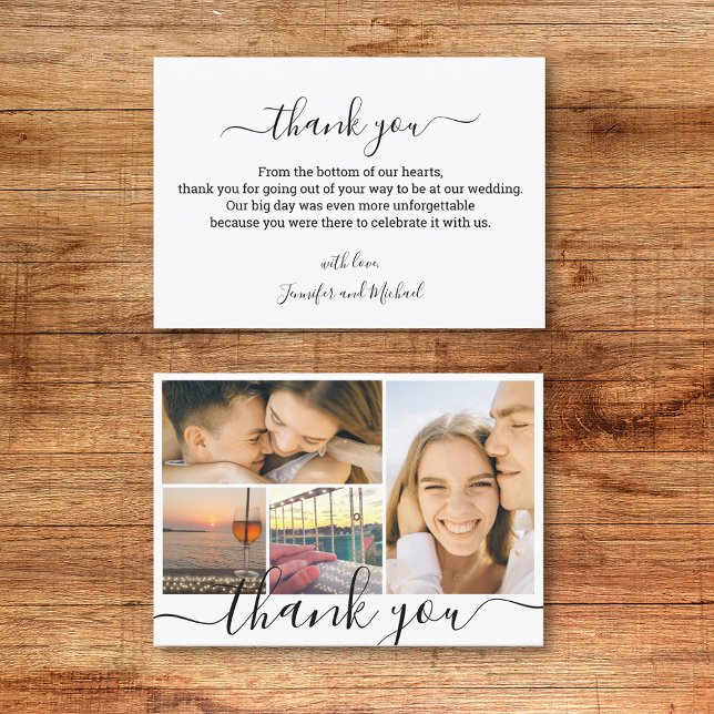 digital minimal thank you  4 photo collage wedding card (Creator Uploaded)