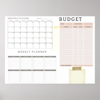 Digital Monthly Budget Planner Poster