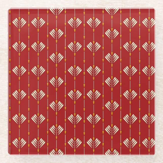 Digital Mughal: Textile Plant Artwork. Glass Coaster (Front)