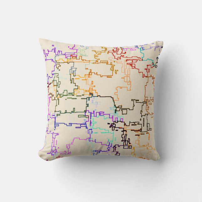 Digital Multicolor Abstract Line Pattern Cushion (Front)