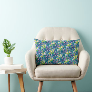 Digital Nature Floral, Daisy Blues Lumbar Cushion
