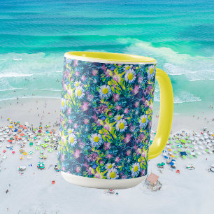 Digital Nature Floral, Daisy  Blues Mug