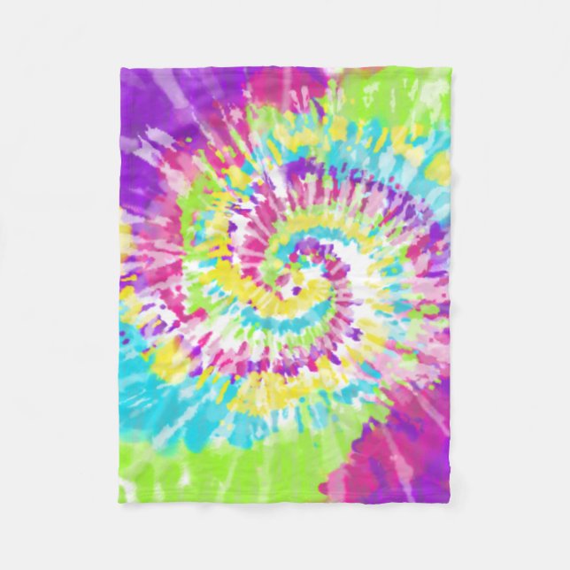 Digital Neon Tie Dye Fleece Blanket (Front)