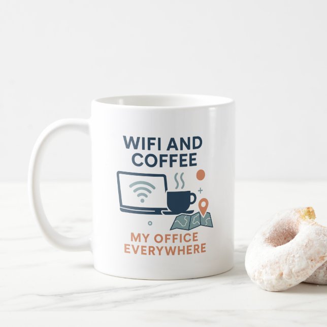 Digital Nomad Shirt - Remote Worker Coffee Lover Mug (With Donut)