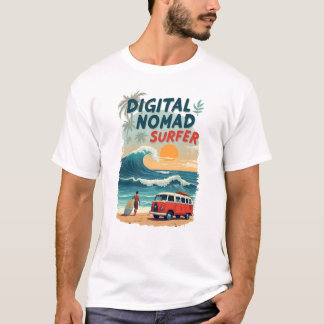 Digital Nomad Surfer Beach T-Shirt