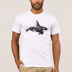 Digital Orca Disintegration - Cyber Ocean Series T-Shirt