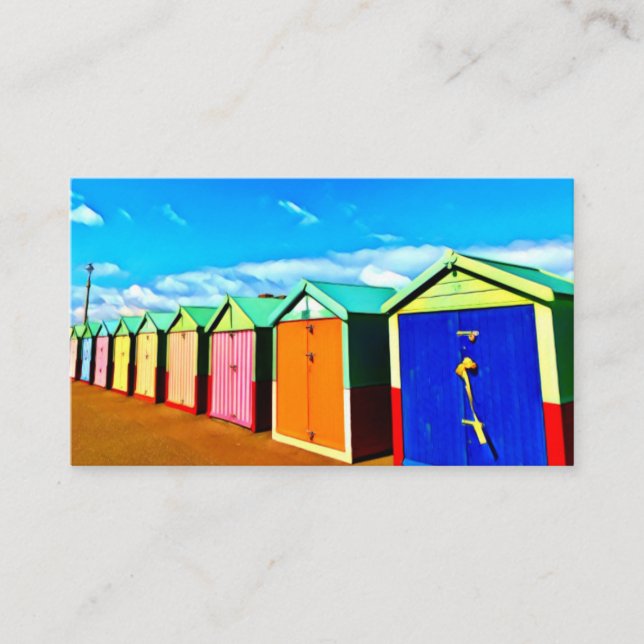 Digital Painting - Brighton Beach Huts Business Card (Front)