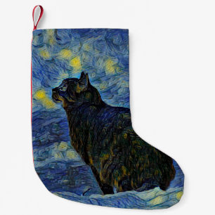 Digital painting Shambhala cat in Vincent Van Gogh Small Christmas Stocking