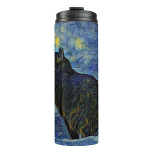Digital painting Shambhala cat in Vincent Van Gogh Thermal Tumbler