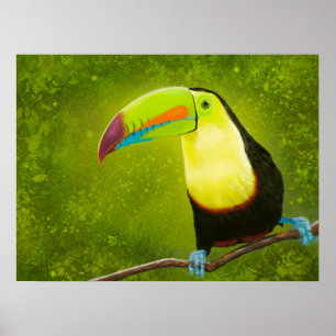 Digital Painting Tropical Jungle Toucan Bird Poster