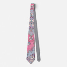 Digital Paisley Tie Pink Grey