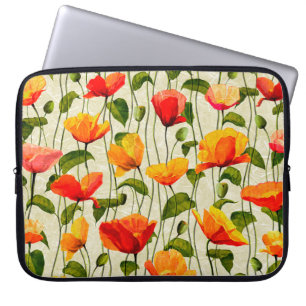 Digital paper poppies pattern laptop sleeve