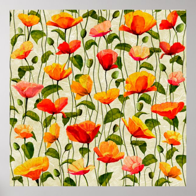 Digital paper poppies pattern poster (Front)