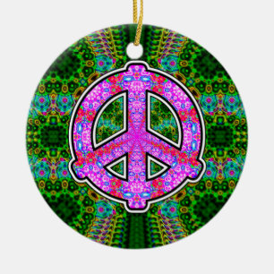 Digital Peace Sign Ceramic Ornament