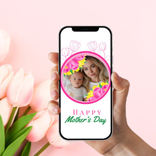 Digital Photo circle Tulip Card