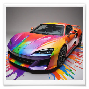 digital photo of a race car in splat paint.