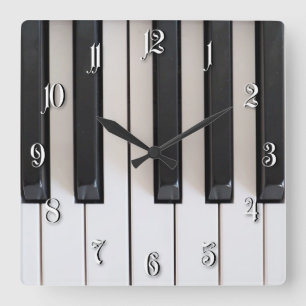 Digital piano keyboard square wall clock