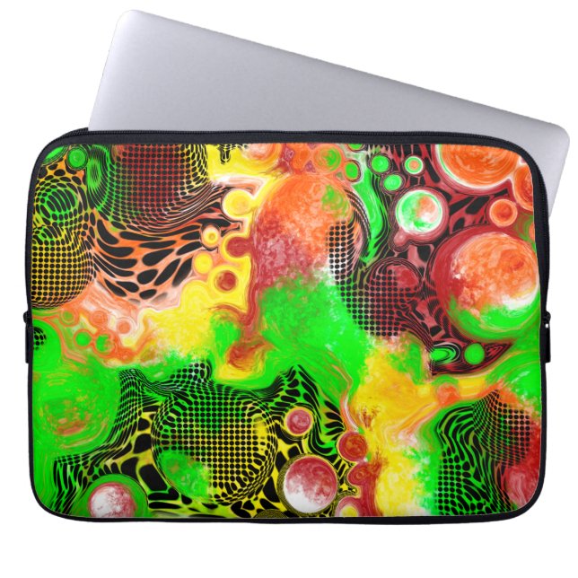 Digital Pour Painting Autumn Colours Fluid Art Laptop Sleeve (Front)
