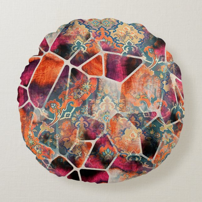 digital printing textile pattern wallpaper colorfu round cushion (Front)