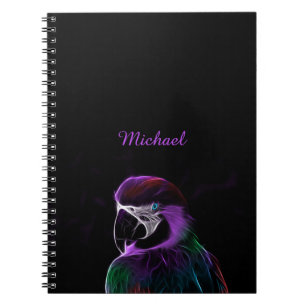 Digital purple parrot fractal notebook