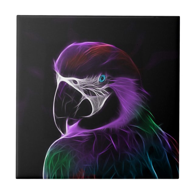Digital purple parrot fractal tile (Front)