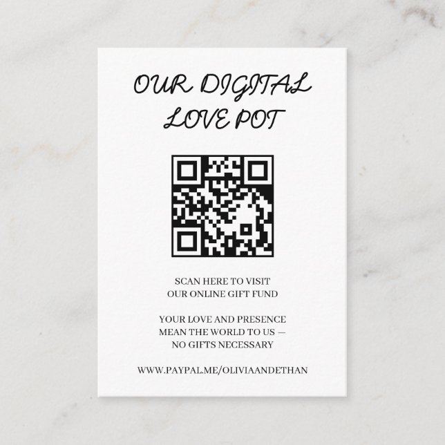Digital QR Wedding Wishing Well Enclosure Card (Front)