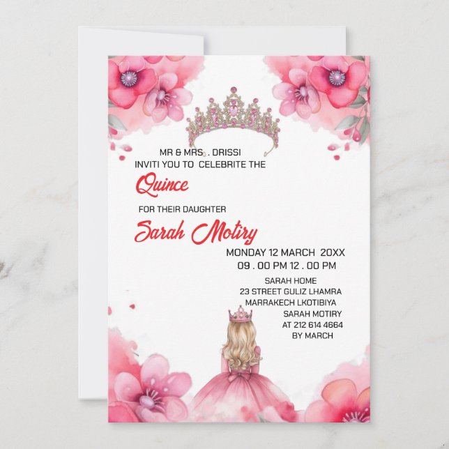 Digital Quinceañera Invitation Sweet 16 Website (Front)
