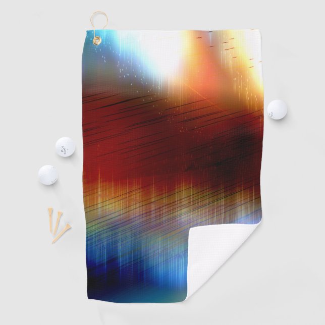 Digital rain over flashy colourful spotted         golf towel (InSitu)