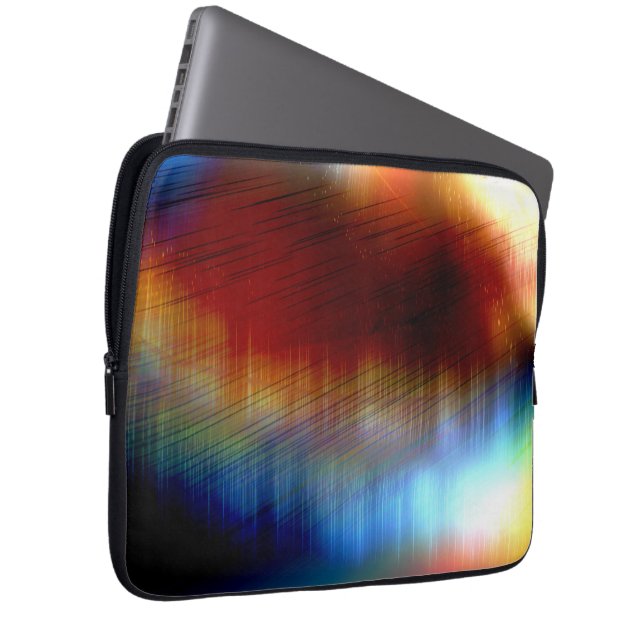 Digital rain over flashy colourful spotted         laptop sleeve (Front Right)